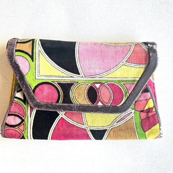 Vintage  70s Emilio Pucci by Jana small clutch  envelope velvet bag purse - Picture 1 of 11